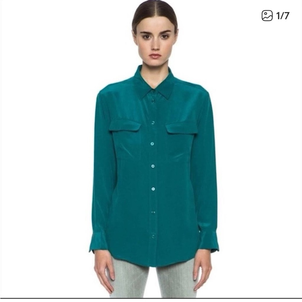 NWOT Equipment Signature Silk Flap Pocket Button Down